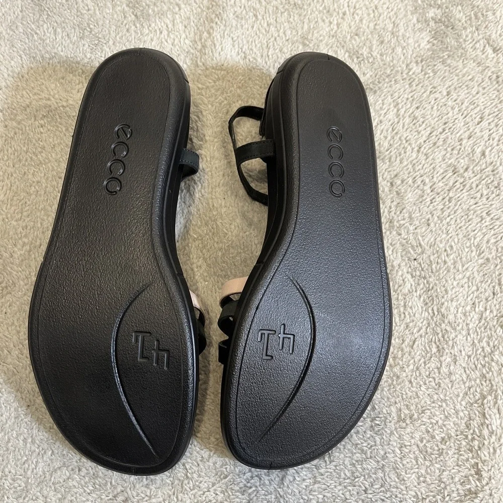 ECCO Simpil Strappy Sandals‎ Womens EU 41 US 10-10.5 Black White Pink Minimalist